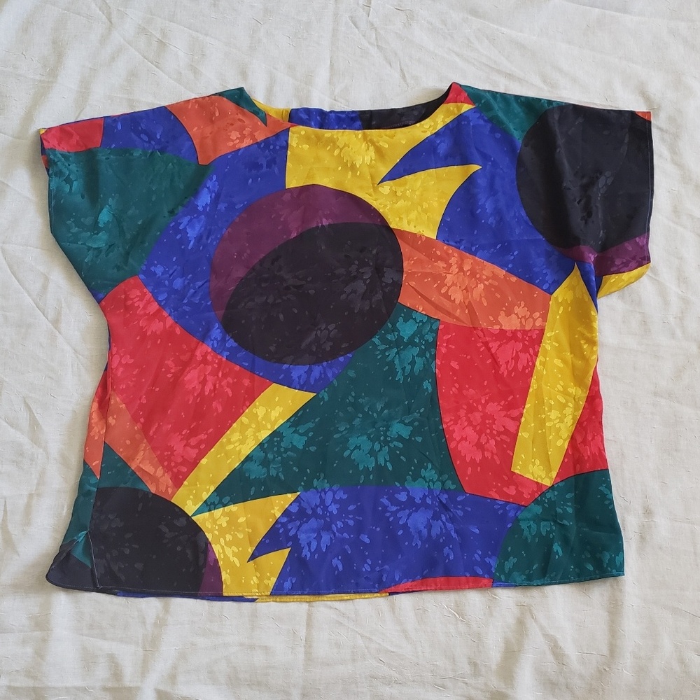Vintage Retro 80s Color Block Top